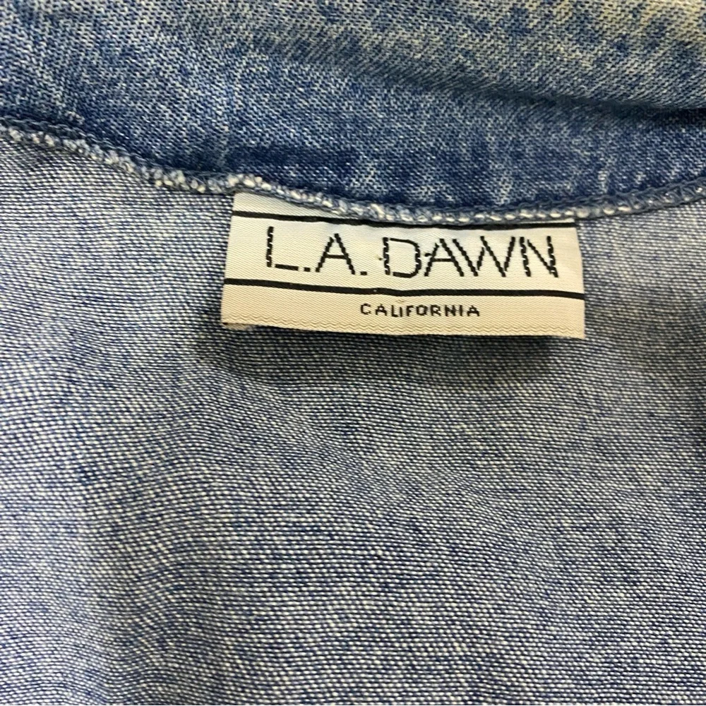 Vintage 80s LA Dawn Cali Open Front Embroidered Denim Jacket, Silver Details - Picture 6 of 6